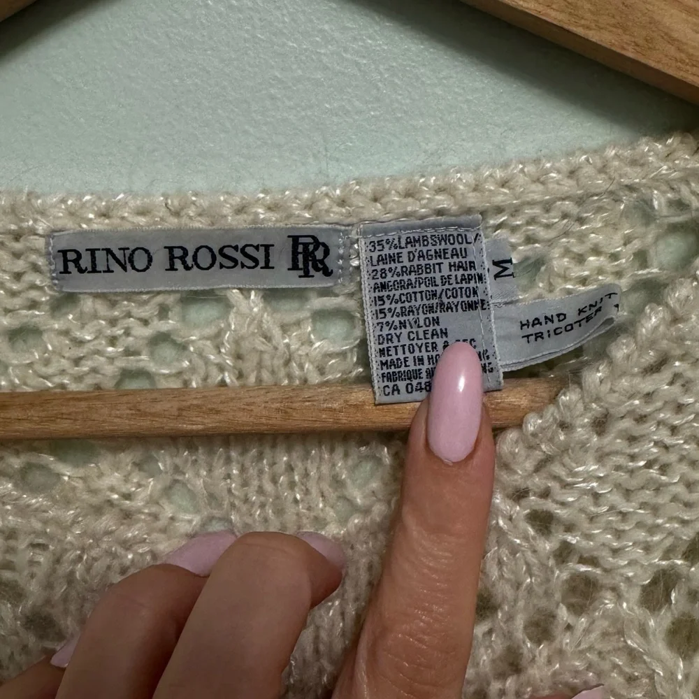Rina Rossi Soft Cream Diamond-Open Knit Crewneck Sweater - Picture 4 of 8